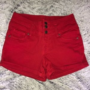 Red Denim Shorts